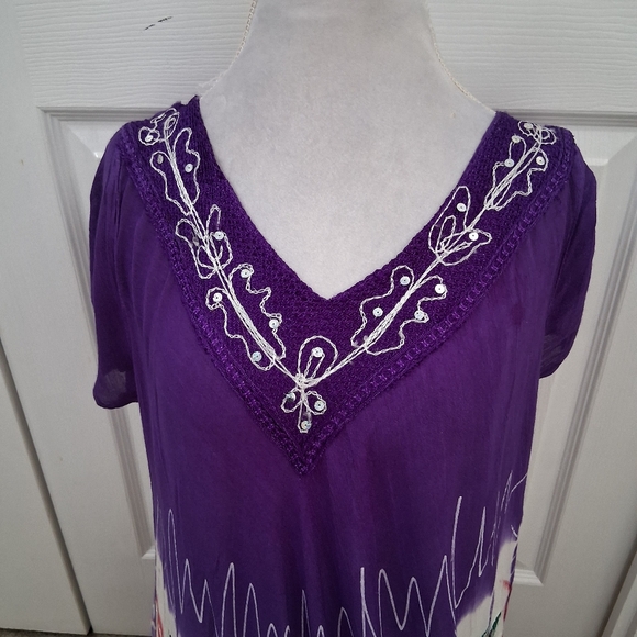 NWT Exist Purple Floral Midi Dress With Sequin & Embroidery Size 0S - Picture 6 of 12